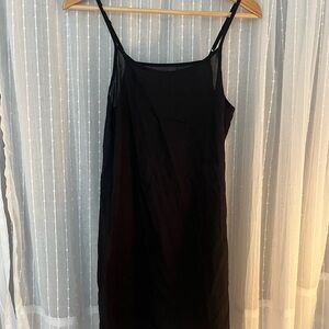 Black Spaghetti Cotton Slip Dress